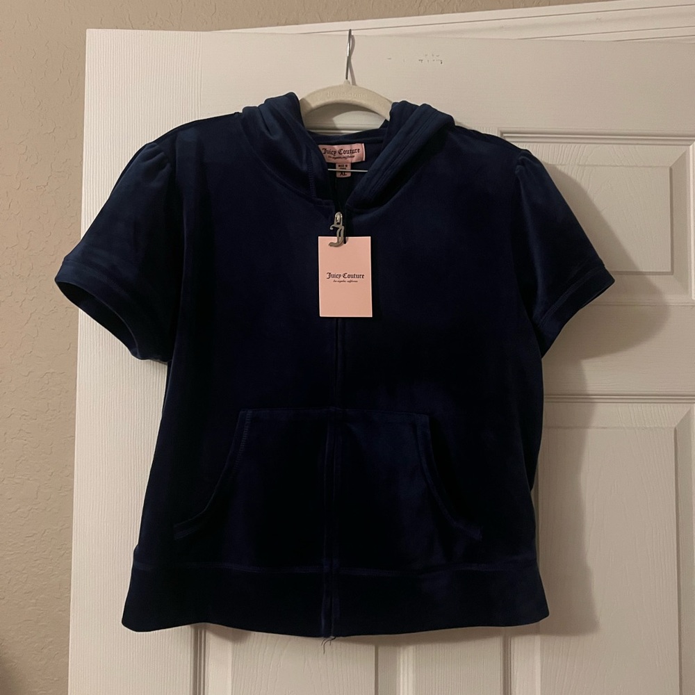 Juicy Couture Dark Blue Velour Hoodie and Shorts Set - Picture 2 of 4